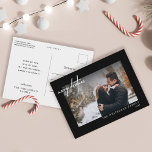 Modern White Merry kerstcadeau zwart Briefkaart<br><div class="desc">Dit jaar vieren we Kerstmis met deze moderne eenvoudige vakantie-briefkaarten.</div>