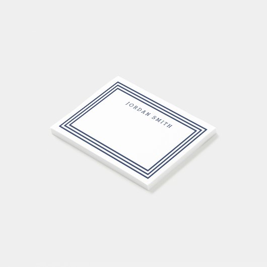 Modern White met Triple Navy Blue Borders Post-it® Notes (Schuin)