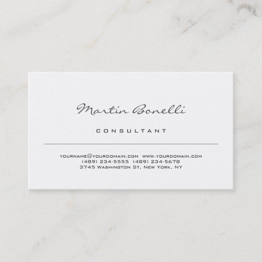 Modern White Minimalist Consultant Visitekaartje (Voorkant)