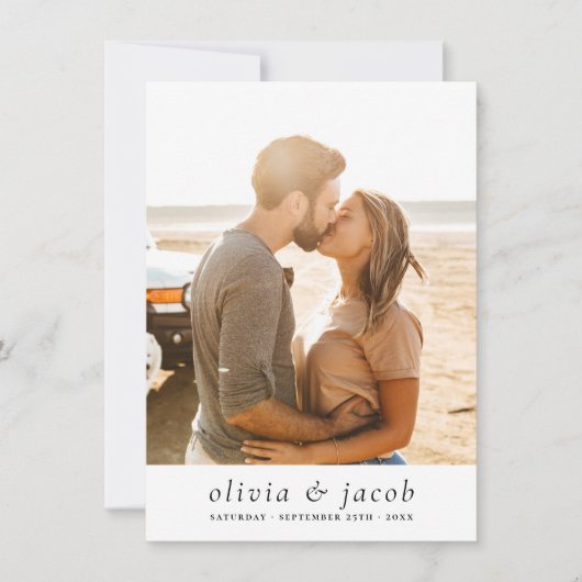 Modern White Minimalist Elegant 5 Photos Wedding Kaart (Voorkant)