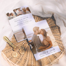 Modern White Minimalist Elegant 5 Photos Wedding