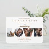 Modern White Minimalist Love Photos Wedding Kaart (Staand voorkant)