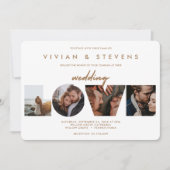 Modern White Minimalist Love Photos Wedding Kaart (Voorkant)
