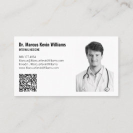 Modern White Minimalist Medical Doctor Horizontal Visitekaartje