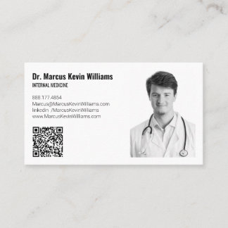 Modern White Minimalist Medical Doctor Horizontal Visitekaartje