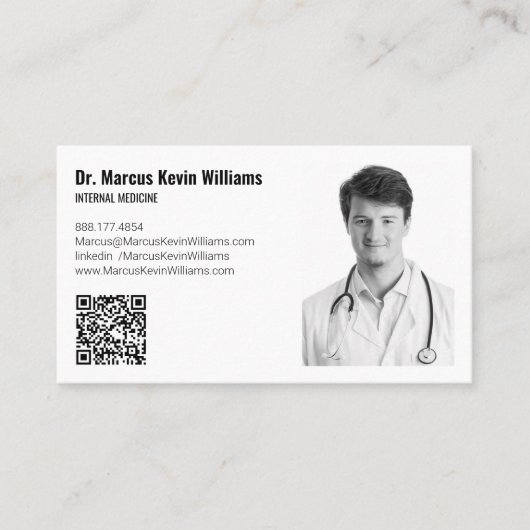 Modern White Minimalist Medical Doctor Horizontal Visitekaartje (Voorkant)