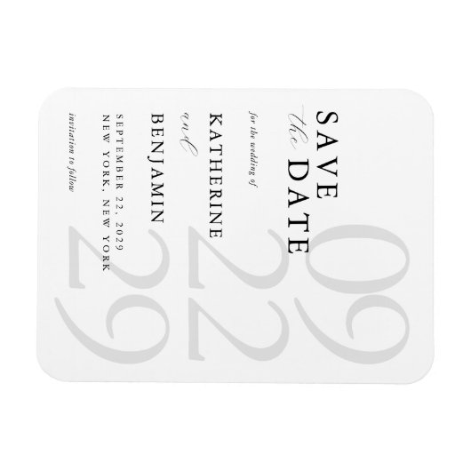 Modern White Minimalist Wedding Save the Date Magneet (Horizontaal)