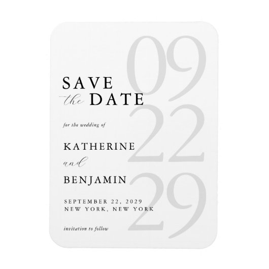 Modern White Minimalist Wedding Save the Date Magneet (Verticaal)