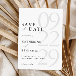 Modern White Minimalist Wedding Save the Date Magnetische Uitnodiging