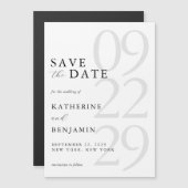 Modern White Minimalist Wedding Save the Date Magnetische Uitnodiging (Voorkant / Achterkant)