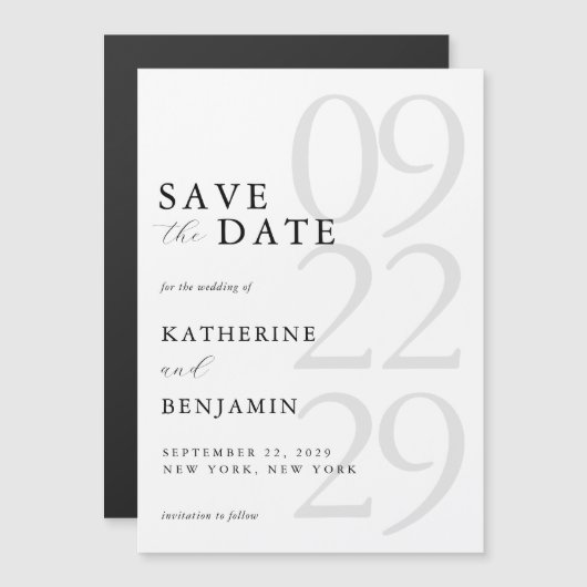Modern White Minimalist Wedding Save the Date Magnetische Uitnodiging (Voorkant / Achterkant)