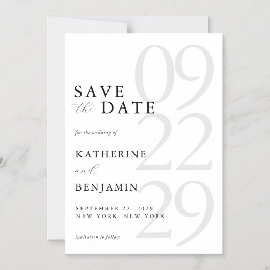 Modern White Minimalist Wedding Save the Date Magnetische Uitnodiging (Voorkant)