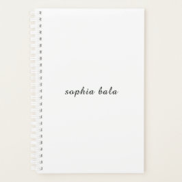 Modern White Monogram Minimalist Design Planner