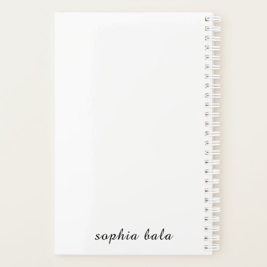 Modern White Monogram Minimalist Design Planner (Achterkant)