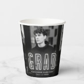 Modern White Neon Afstuderen Papieren Bekers (Achterkant)