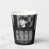 Modern White Neon Afstuderen Papieren Bekers (Voorkant)