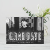 Modern White Neon Photo Afstuderen Aankondiging (Staand voorkant)