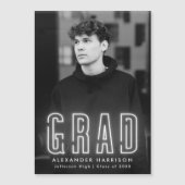 Modern White Neon Vertical Photo Afstuderen Magnetische Uitnodiging (Voorkant)