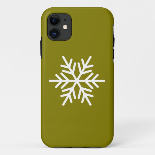 Modern White Nordic Snowflake On Golden Olive Case-Mate iPhone Case (Achterkant)