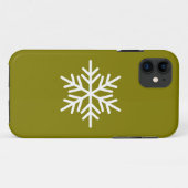 Modern White Nordic Snowflake On Golden Olive Case-Mate iPhone Case (Achterkant (horizontaal))