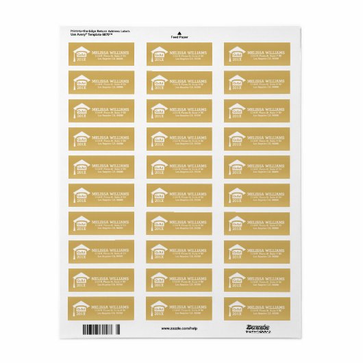 Modern White on Gold Class of 2017 Afstuderen Etiket (Full Sheet)