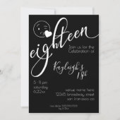 Modern White op Black Kissy Emoji 18th Birthday Kaart (Voorkant)