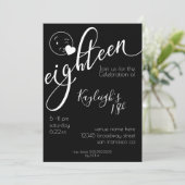 Modern White op Black Kissy Emoji 18th Birthday Kaart (Staand voorkant)