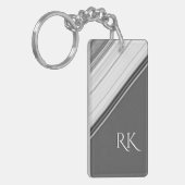 Modern White op grijs monogram Sleutelhanger (Voorkant Links)