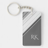 Modern White op grijs monogram Sleutelhanger (Voorkant)