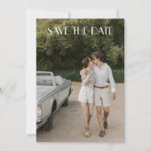 Modern White Overlay Art Deco Two Photo Wedding Save The Date (Voorkant)