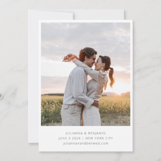 Modern White Overlay Art Deco Two Photo Wedding Save The Date (Achterkant)