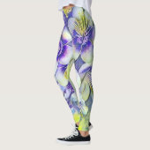Modern White Paarse Cherry Blossom Waterverf Leggings (Links)