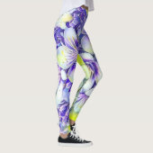 Modern White Paarse Cherry Blossom Waterverf Leggings (Rechts)