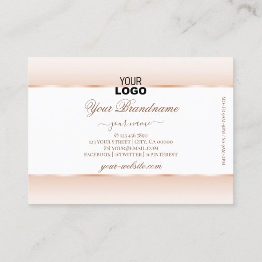 Modern White Pastel Pink Ombre Oval Lijst en Logo Visitekaartje (Achterkant)