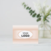 Modern White Pastel Pink Ombre Oval Lijst en Logo Visitekaartje (Staand voorkant)