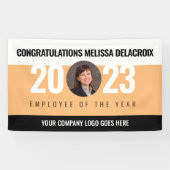 Modern White Peach Black Employee of Year Foto Spandoek (Horizontaal)