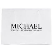 Modern White Personalized Groomsman Voorstel Groot Cadeauzakje (Voorkant)