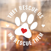 Modern White Pet Lover Heart Wij redden hen Raamsticker (Vel 2)