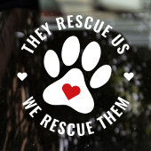 Modern White Pet Lover Heart Wij redden hen Raamsticker