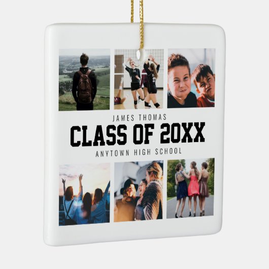 Modern White Photo Collage Afstuderen Keepomwille Keramisch Ornament (Rechts)