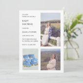Modern White Photo Collage Boy Baby shower Kaart (Staand voorkant)
