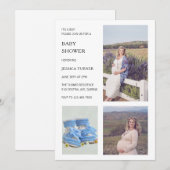 Modern White Photo Collage Boy Baby shower Kaart (Voorkant / Achterkant)