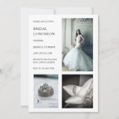 Modern White Photo Collage Bridal Luncheon Kaart (Voorkant)