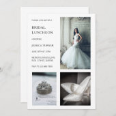 Modern White Photo Collage Bridal Luncheon Kaart (Voorkant / Achterkant)