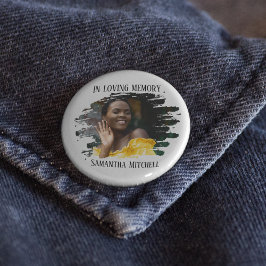 Modern White Photo Funeral Ronde Button 3,2 Cm