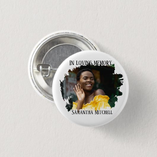 Modern White Photo Funeral Ronde Button 3,2 Cm (Voorkant /achterkant)
