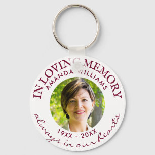 Modern White Photo Memorial in Loving Memory Red Sleutelhanger