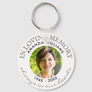 Modern White Photo Memorial in Loving Memory Sleutelhanger
