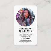 Modern White Photo QR Code Social Media Influencer Visitekaartje (Voorkant)