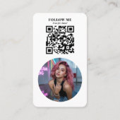 Modern White Photo QR Code Social Media Influencer Visitekaartje (Achterkant)